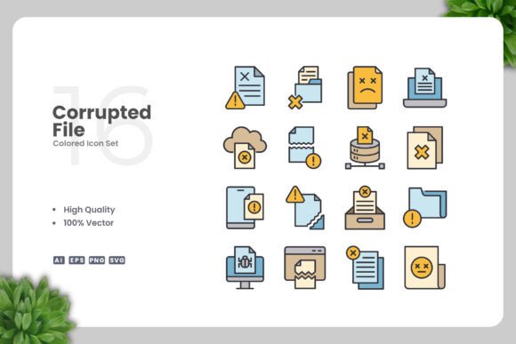 Corrupted File Color Icons: A Simple, Modern Graphic Design Asset for Local Business Branding
