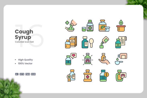 Cough Syrup Color Icons: A Versatile Graphic Design Asset for Modern Marketing