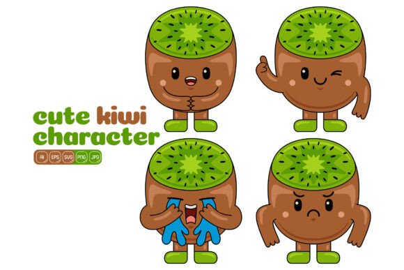 Cute Kiwi Mascot Vector Pack 02: A Graphics Asset for Real Crafting
