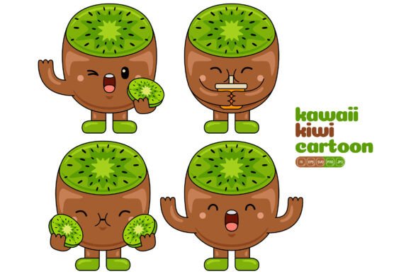 Cute Kiwi Mascot Vector Pack 04: A Versatile Graphic Design Asset for Local Branding