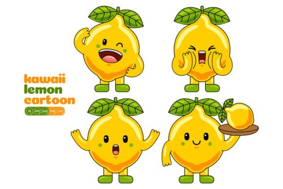 Cute Lemon Mascot Vector Pack 03 β A Versatile Graphic Design Asset for Digital Sellers