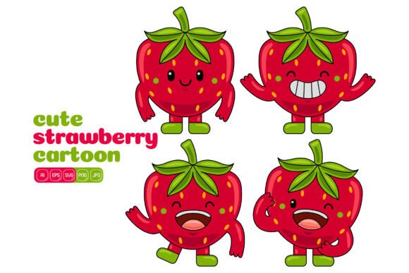 Cute Strawberry Mascot Vector Pack 02: A Versatile Graphic Design Asset for Local Branding