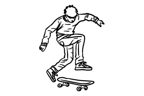 Dynamic Skateboard Jump: A Versatile Graphic for Youthful Design Projects