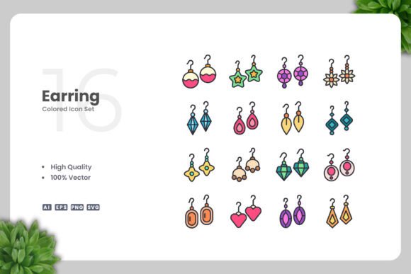 Earring Colored Icons: A Graphic Design Asset That Elevates Creative Projects