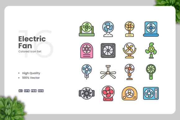 Electric Fan Color Icons: A Modern Graphic Asset for Local Business Branding