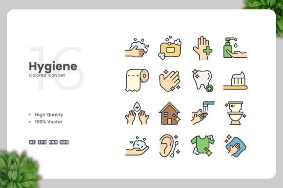 Hygiene Colored Icons: A Simple, Clean Graphic Design Asset for Crafters