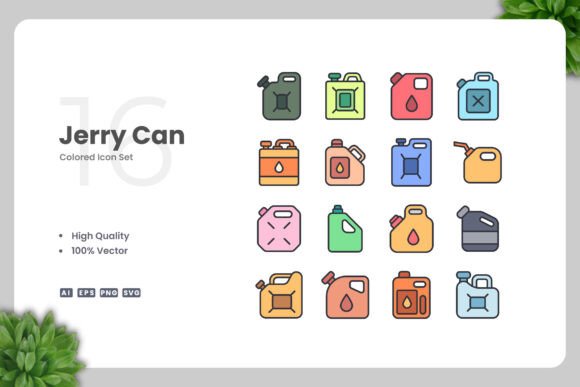 Jerry Can Colored Icons – A Versatile Graphic Design Asset for Digital Sellers