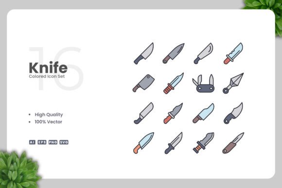 Knife Colored Icons: A Versatile Graphic Design Asset for Modern Projects
