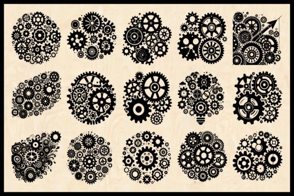 Mechanical Gear Silhouette Vector Set: A Powerful Graphics Asset for Crafts and Creative Branding