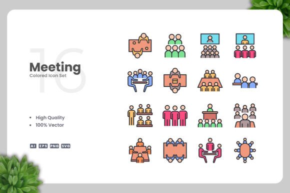 Meeting Colored Icons: A Versatile Graphic Design Asset for Modern Projects