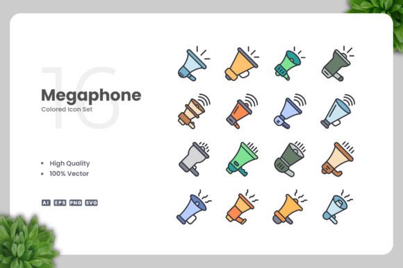 Megaphone Colored Icons: A Practical Graphic Design Asset for Local Business Branding