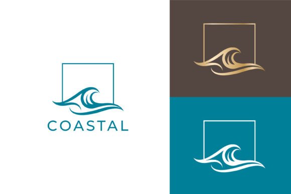 Modern Coastal Logo Wave Square Frame: A Graphic Design Asset for Bloggers and Publishers