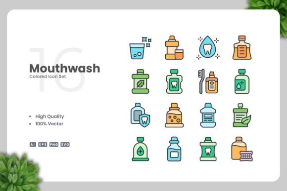 Mouthwash Colored Icons: A Simple Graphic Design Asset for Commercial Projects