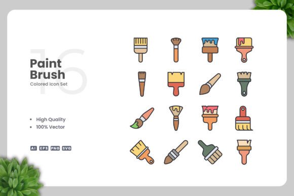 Paint Brush Colored Icons: A Versatile Graphic Design Asset for Creative Projects