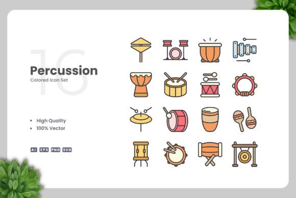Percussion Colored Icons: A Simple Graphic Design Asset for Modern Creators