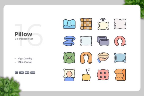 Pillow Colored Icons: A Simple Graphic Design Asset for Modern Branding