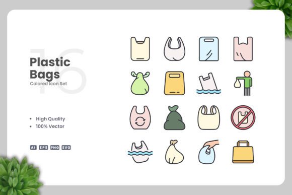 Plastic Bags Colored Icons: A Designer’s Perspective