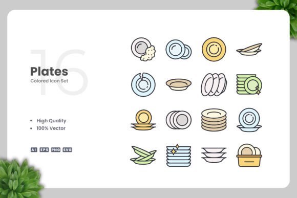 Plates Colored Icons: A Versatile Graphic Design Asset for Modern Projects