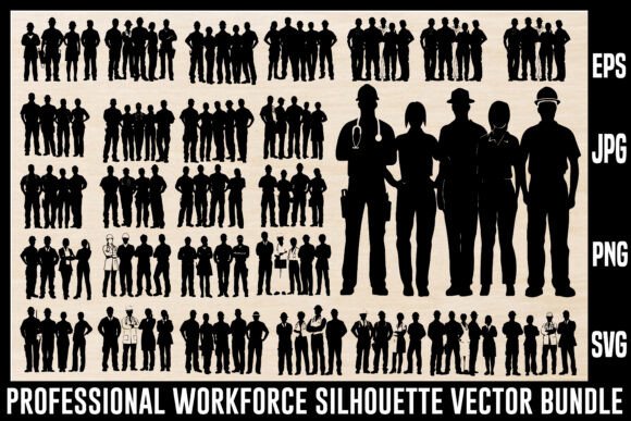 Professional Workforce Silhouette Set for Crafts and Graphics