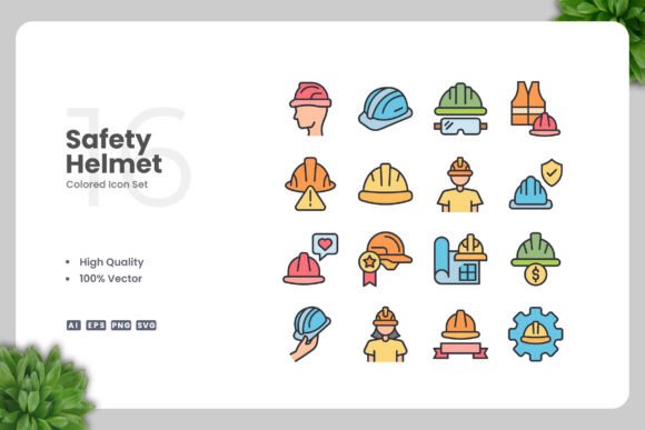 Safety Helmet Colored Icons – A Practical Graphic Design Asset for Digital Sellers