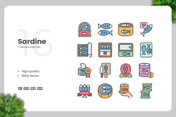 Sardine Colored Icons: A Versatile Graphic Design Asset for Crafters