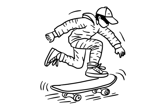Skateboarding Action Scene Doodle: A Versatile Illustration for Creative Sellers