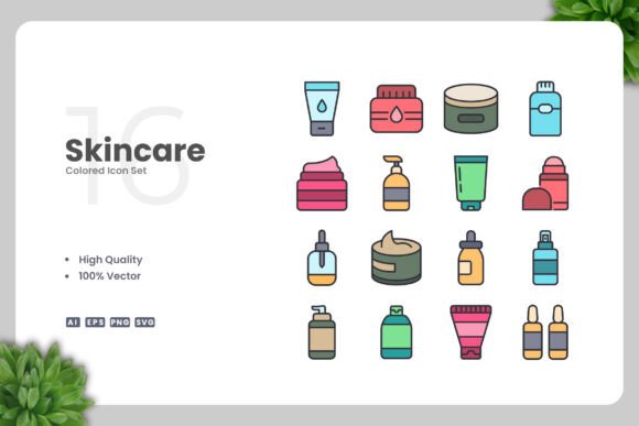 Skincare Colored Icons: A Versatile Graphic Design Asset for Creative Projects