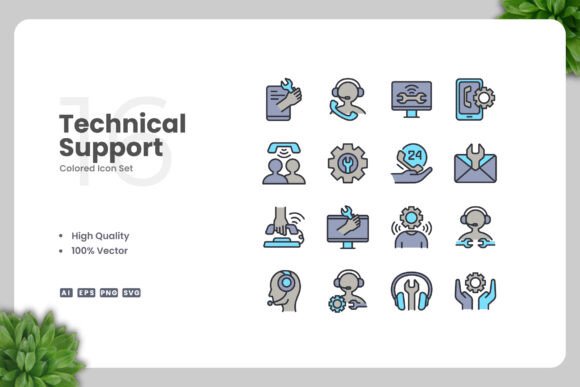 Technical Support Color Icons Embroidery Design Review