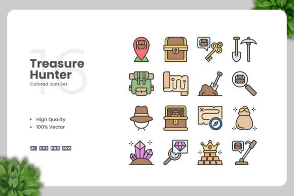 Treasure Hunter Colored Icons for Real Crafting Projects