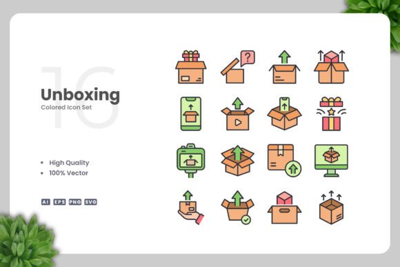 Unboxing Colored Icons: A Versatile Graphic Design Asset for Creative Projects