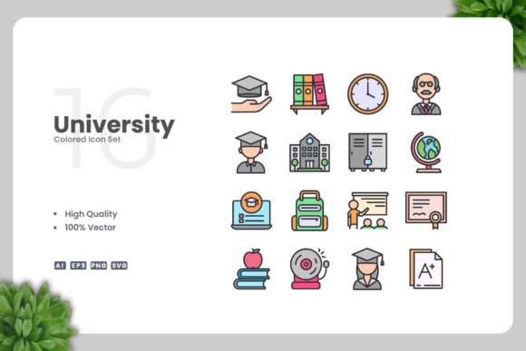 University Color Icons: A Modern Graphic Design Asset for Local Business Branding