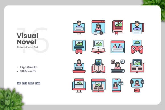 Visual Novel Colored Icons: A Graphic Design Asset for Crafters and Handmade Businesses